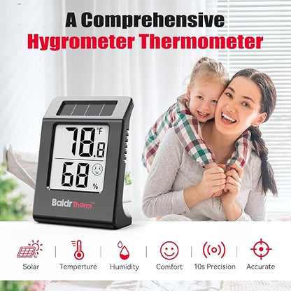 BaldrTherm Humidity Thermometer Meters, Solar-Powered Indoor Temperature Sensor - Image 6