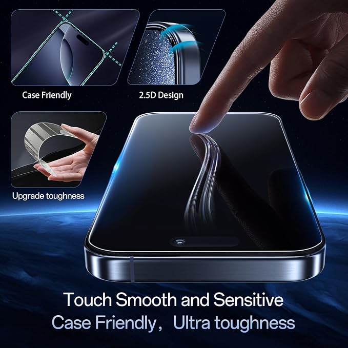 Screen Protector for iPhone 16 Pro, 3RD Colorless Anti-Blue Light Tempered - Image 6