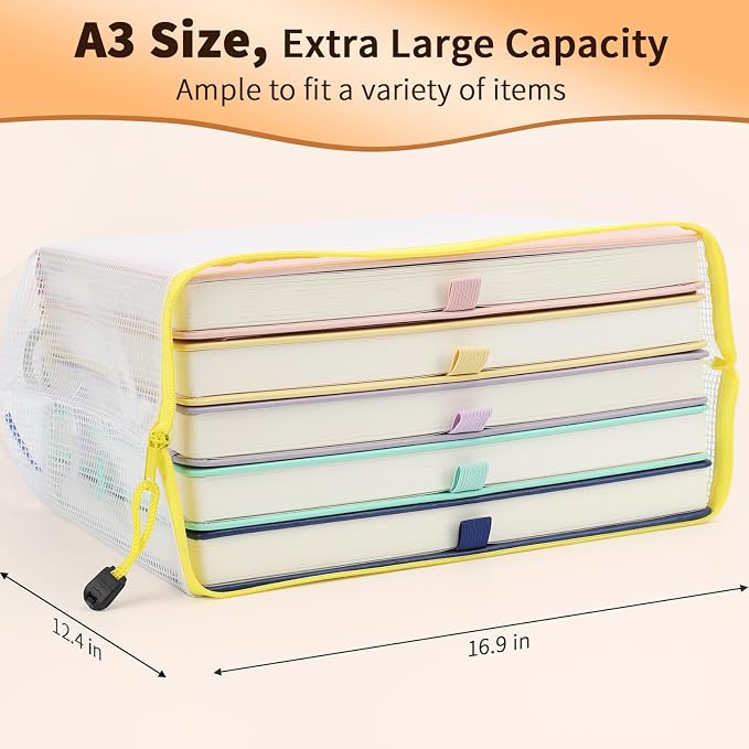 Umriox Zipper Mesh Document Pouch, 16.9x12.4 in, Waterproof Zipper Pouches - Image 2