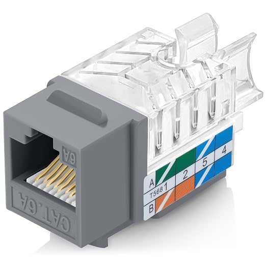 Everest 45° Angled RJ45 Cat6A Keystone Jacks 50-Pack in Gray by EverestMediaSolutions
