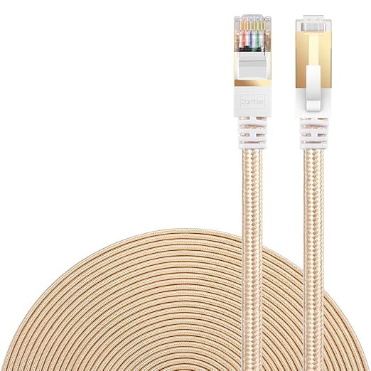 DanYee Cat 7 Ethernet Cable, Nylon 50ft CAT7 High Speed Professional Gold by DanYee