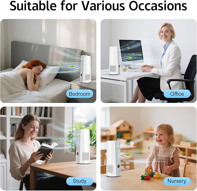 Desk Fan, 13 Inch Portable Bladeless Fan, Small Quiet Table Fan - Image 9