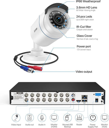 ZOSI H.265+ 16 Channel Security Camera System - Image 9
