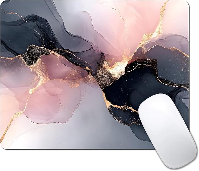 Black Rose Gold Marble Custom Mouse Pad by IMAYONDIA