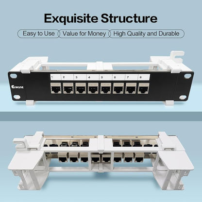 8 Port Patch Panel Keystone Coupler CAT6A Shielded Wall Mount 10 Inch - Image 7