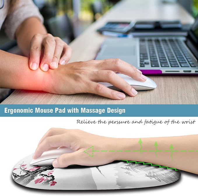 Ergonomic Mouse Pad with Wrist Support, Japanese Sakura Mouse Pad Wrist Rest - Image 3