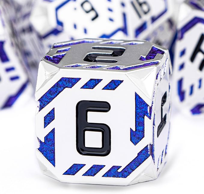 Metal DND Sci-fi Dice Set 7PCS Stripe Polyhedral Dice - Image 3