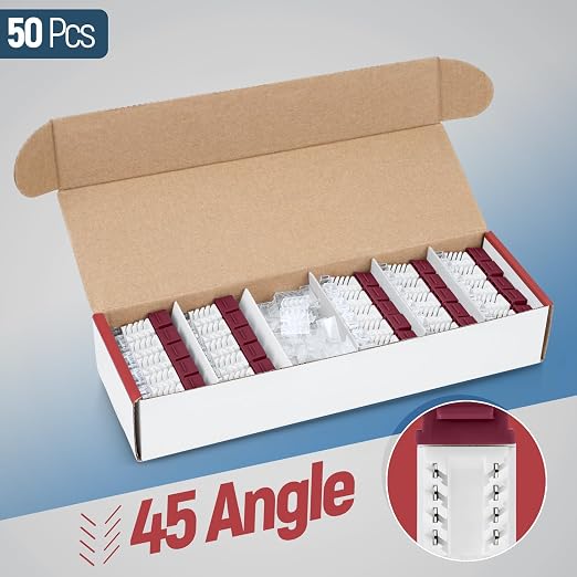 Everest 45° Angled RJ45 Cat6 Keystone Jacks 50-Pack in Red - Image 2