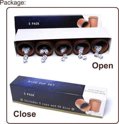 5 Pack PU Leather Dice Cups Felt Lining Quiet Shaker - Image 7