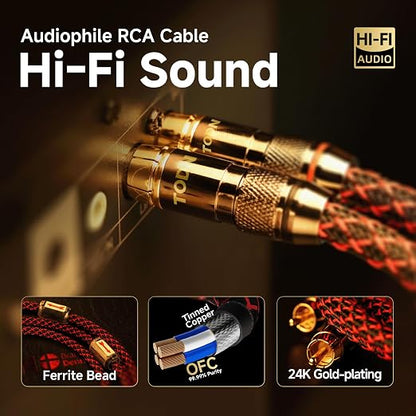 TODN RCA Cables for Audiophile 3ft HiFi Stereo Shielded RCA to RCA Audio Cable - Image 5