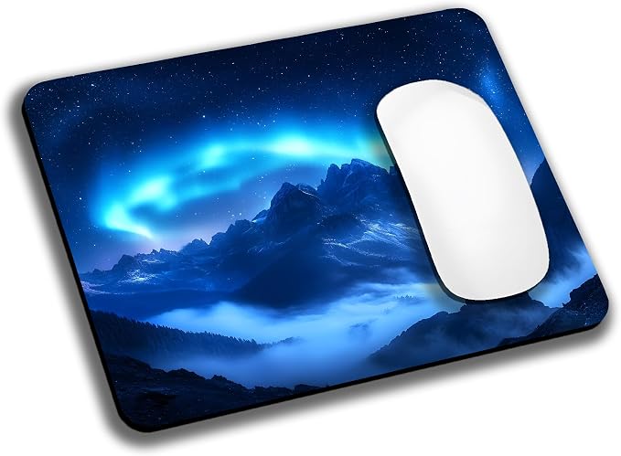Blue Aurora Mountains Mouse Pads by EASTSMOOTH