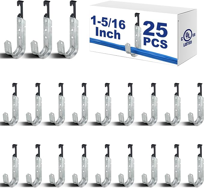 Zonon 25 Pcs J Hooks for Hanging Metal J Hook Hangers Cable Support by Zonon