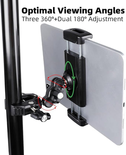 Tablet Holder for Microphone Stand/Treadmill/Spin Bike/Stroller/Golf - Image 4