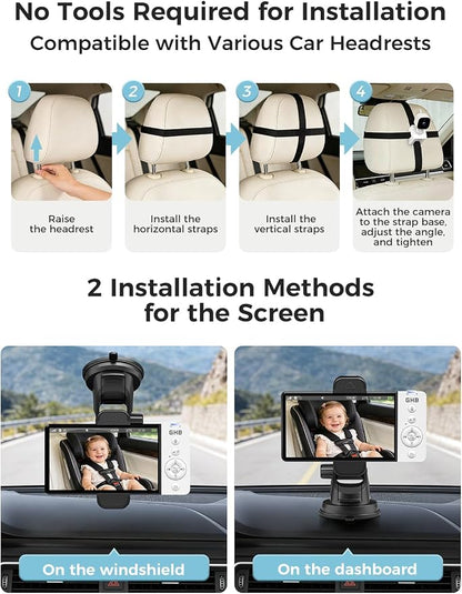 GHB Wireless Baby Car Camera 5" HD, 3500mAh Baby Monitor 2000mAh Camera Non WiFi - Image 7