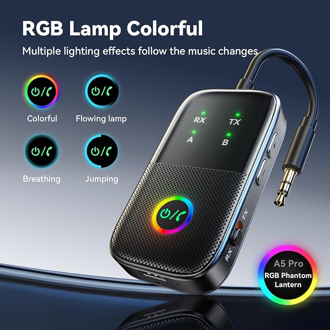 A5 Pro Bluetooth Transmitter Receiver, 2-in-1 Airplane Bluetooth Adapter - Image 2