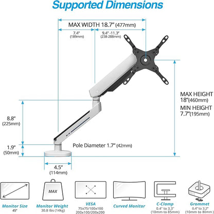 AVLT Single 27”-45” RGB Gaming Monitor Arm Desk Mount Built-in 20 Lighting - Image 4