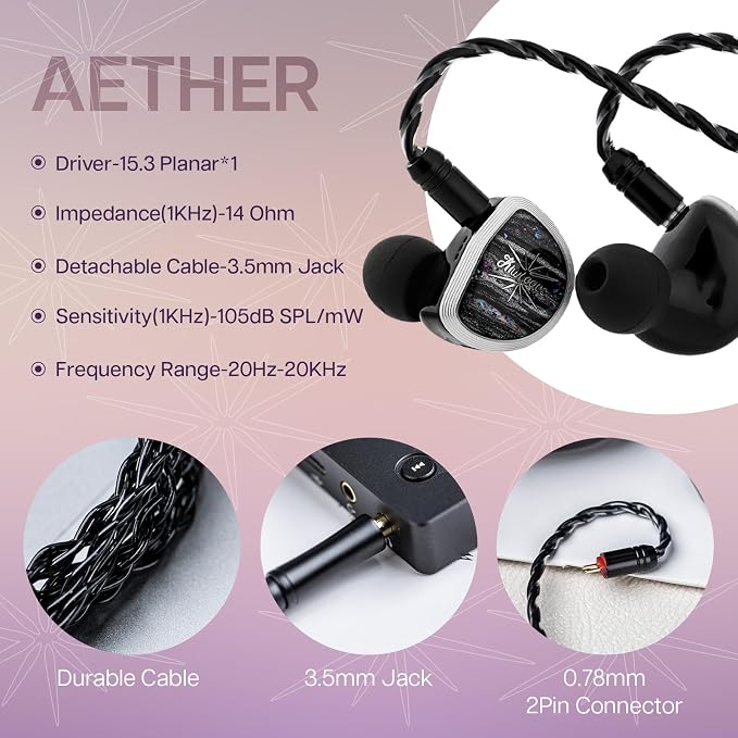 Linsoul Kiwi Ears Aether in Ear Monitor, 15.3mm Large Planar Driver IEM Earphone - Image 4