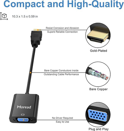 HDMI to VGA, 2 Pack, Uni-Directional Gold-Plated HDMI to VGA Adapter - Image 5