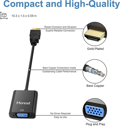 HDMI to VGA, Uni-Directional Gold-Plated HDMI to VGA Adapter - Image 5