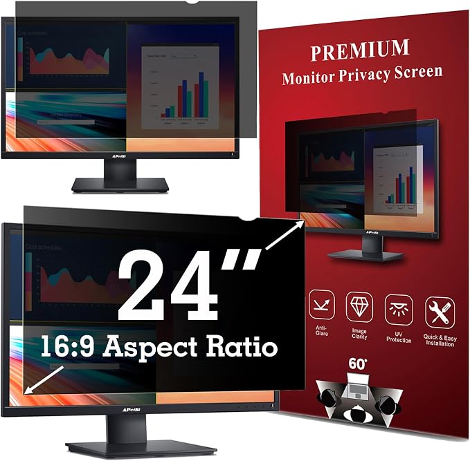 24 Inch Privacy Screen Filter for Widescreen 16:9 Monitor | Privacy Shield | by APeiSi