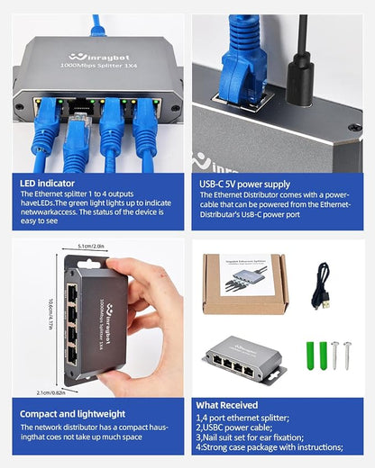 4 Port Gigabit Ethernet Splitter 1 to 4 - Image 6