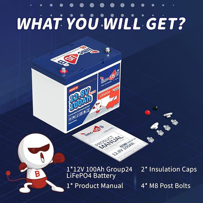 12V 100Ah Group24 Mini LiFePO4 Battery 2 Packs, Grade A Battery Cells, - Image 9