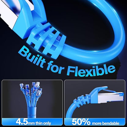 Cat6A Ethernet Cable Shielded 10Gbps 7 ft, Slim Shielded Ethernet Cable Cat 6 - Image 4
