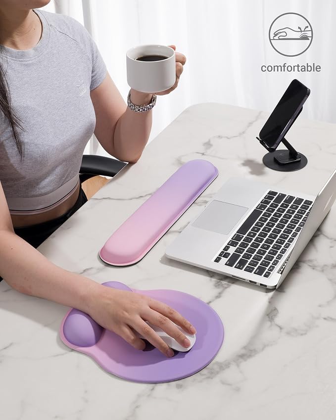 Ergonomic Mouse Pad Wrist Support Set, Memory Foam Keyboard Wrist Rest Set - Image 7