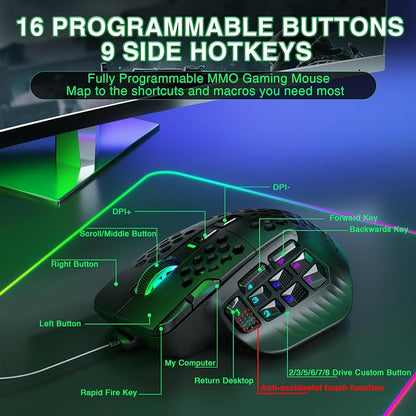 SOLAKAKA SM809 Wired MMO Gaming Mouse, - Image 4