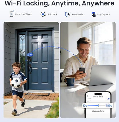 Veise VE027 Built-in Wi-Fi Smart Lock, Fingerprint Keyless Entry Front Door Lock - Image 9