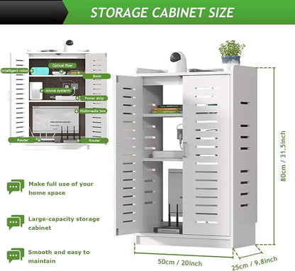Large WiFi Router Cabinet 20''x31''x10'' Floor Standing Modem Organizer - Image 2