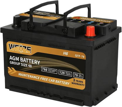 Weize Platinum AGM Battery BCI Group 48-12v 70ah H6 Size 48 Automotive Battery - Image 5