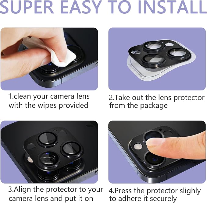 2 Pack Camera Lens Protector for iPhone 13 Pro/iPhone 13 Pro Max, AR Tempered - Image 6