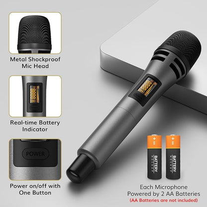TONOR Wireless Microphone System, 4 * 10-Channel UHF Cordless Handheld Mic Set - Image 8
