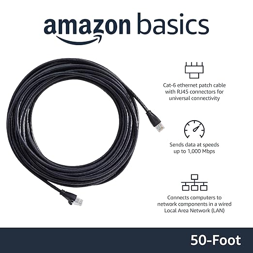 Amazon Basics RJ45 Cat-6 Ethernet Patch Internet Cable, 1Gbps Transfer Speed - Image 2