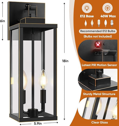 BesLowe 18” Upgraded Motion Sensor Outdoor Wall Lights, Dusk to Dawn Porch - Image 7