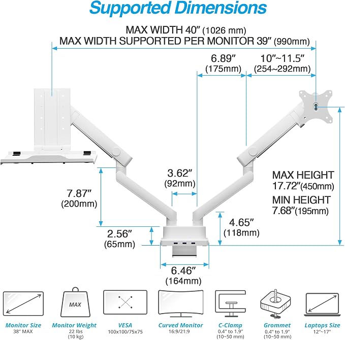 AVLT Dual 17”-38" Monitor Arm Desk Mount - Image 4