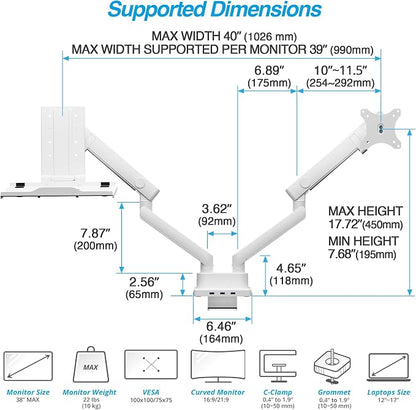 AVLT Dual 17”-38" Monitor Arm Desk Mount - Image 4