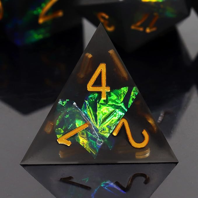 Haxtec DND Dice Set Black Sharp Edge Resin Dice - Image 3