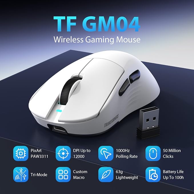 Transformers GM04 63g Lightweight Wireless Gaming Mouse, 12000 DPI, PAW3311 - Image 3