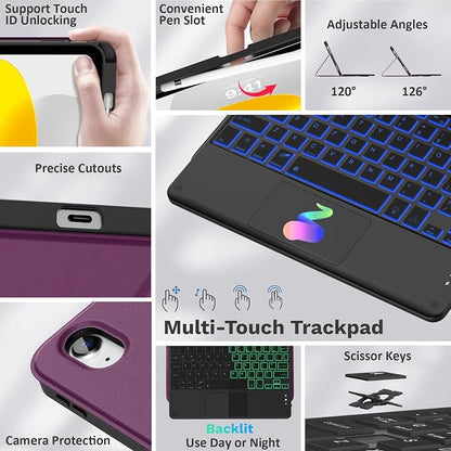 MoKo Touch Keyboard Case for iPad 11th Generation 11 inch 2025, iPad 10th - Image 3
