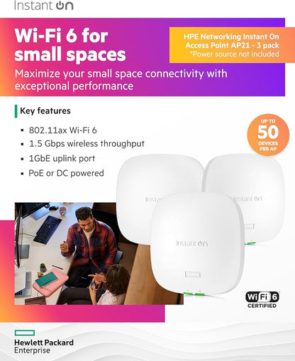 HPE Networking Instant On Access Point AP21 2x2 WiFi 6 Indoor Wireless Access - Image 3