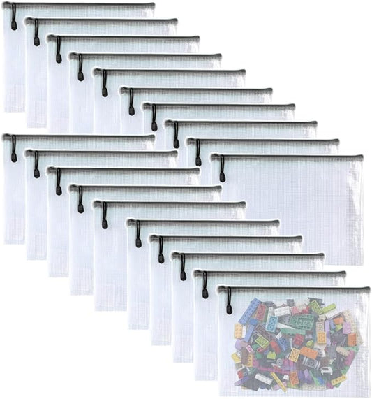 Oaimyy-20 PCS-Mesh Zipper Pouch, Plastic Zip File Folders Puzzle Bags Large by Oaimyy