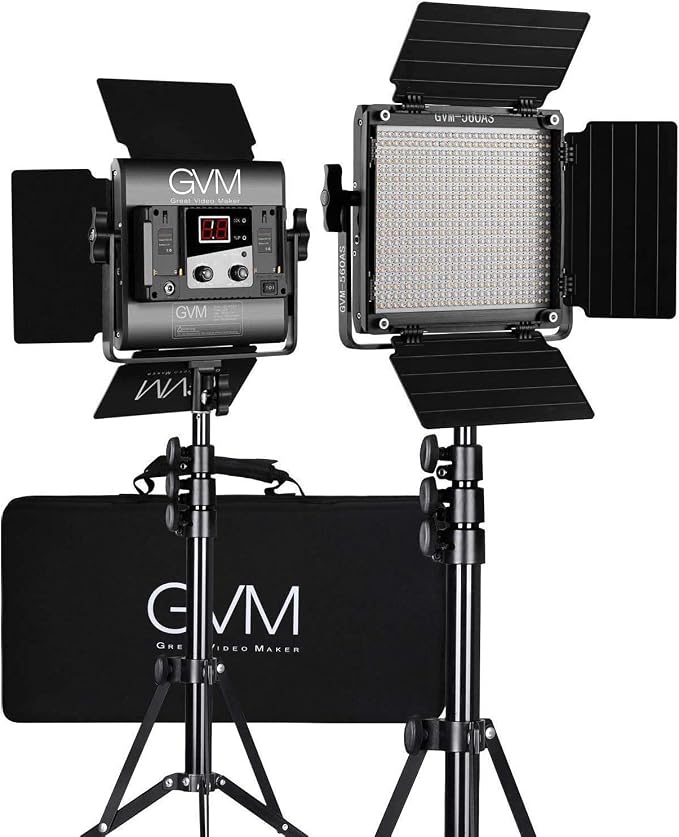 GVM 560 LED Video Light, Dimmable Bi-Color, 2 Packs Photography Lighting by GVMGreatVideoMaker