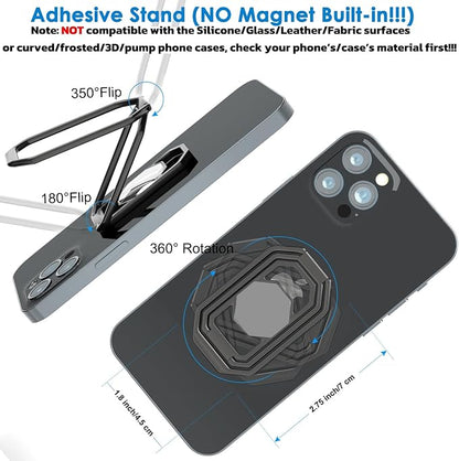 Phone Ring Holder Finger Kickstand, Upgraded 360° Rotation Metal Phone Grip - Image 3