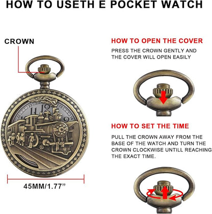 Men's Pocket Watch, Arabic Digital Dial Pocket Watches - Image 7