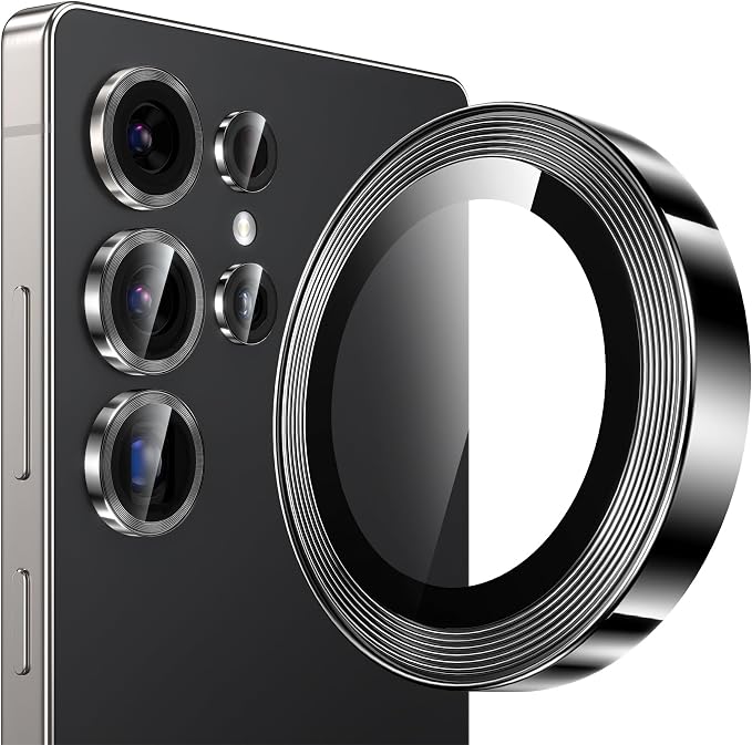 YWXTW S25 Ultra Camera Lens Cover, 9H Tempered Glass Upgraded Metal Edging by YWXTW