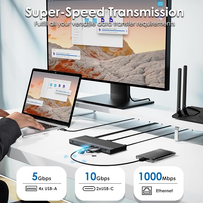 WAVLINK USB C Docking Station Dual Monitor Triple Display USB Type C to Dual - Image 8