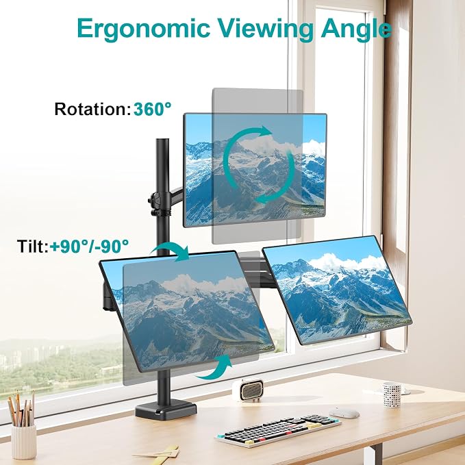 MOUNT PRO Triple Monitor Mount for Max 32" Computer Screen, Adjustable 3 - Image 4