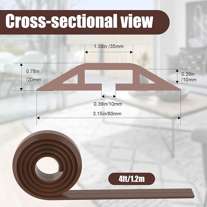 Eapele 4 ft Floor Cord Cover Heavy Duty Cable Protector, Cord Covers - Image 2